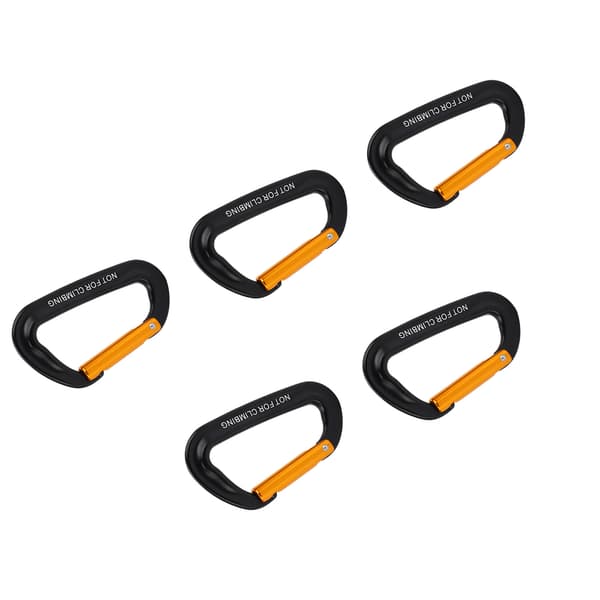 5 st karbinhakar i aluminiumlegering 12KN D-ring för camping, vandring, utomhus, svart guld