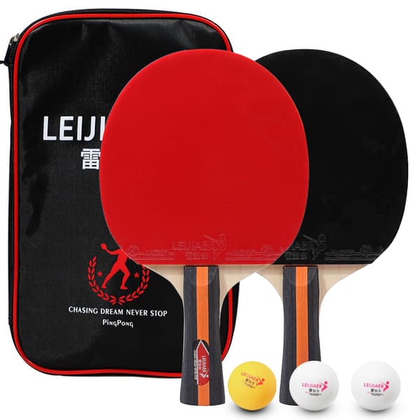 Bordtennisset för 2 spelare med 2 racketar, 3 bollar och bärväska