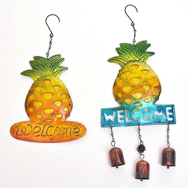 Ananas dekorativ klocka smidesjärn vägghängande prydnad, 1 gul ananas