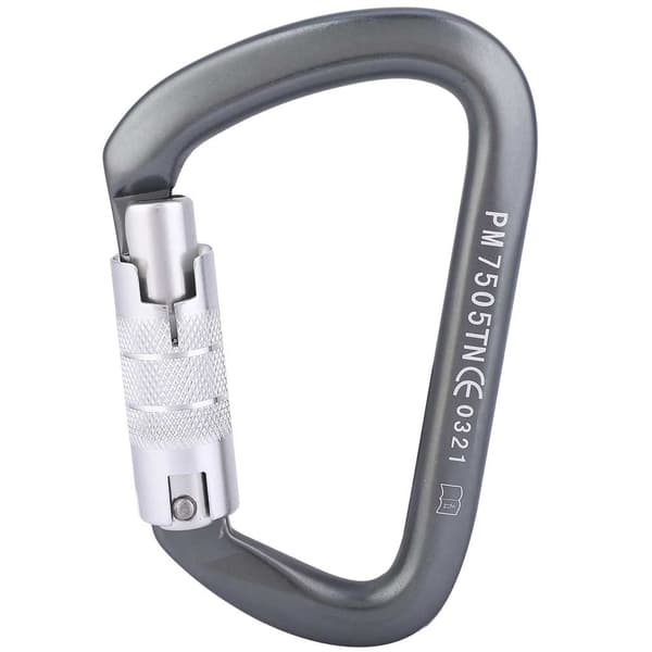 D-Type Master Lock Luftfartsaluminium Karabinhage til Klatring, Kraftig 26KN, Sort