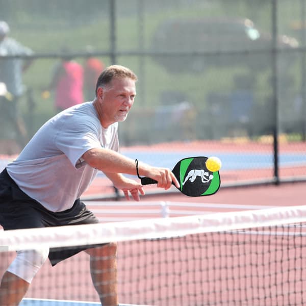 Sæt med 2 træ-pickleballketchere med bolde og netpose til begyndere