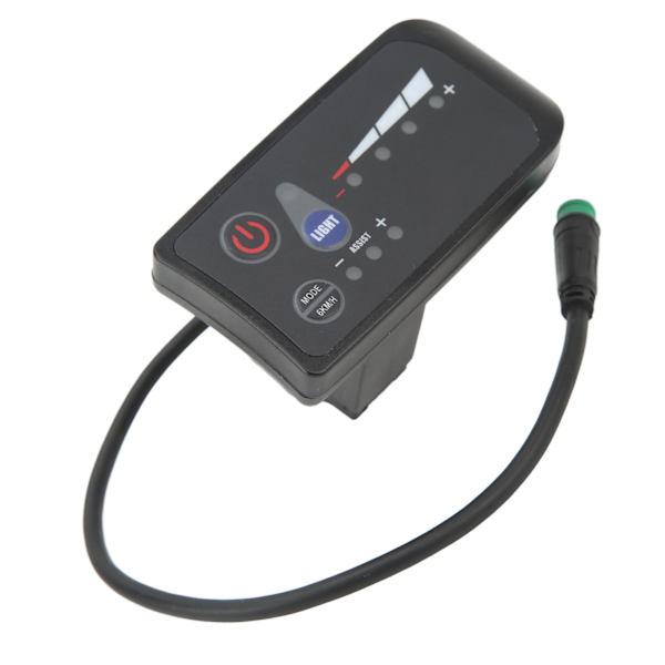 Effektmåler til elcykel, LED-display, ABS-panel, 5 ben, vandtæt, 24V