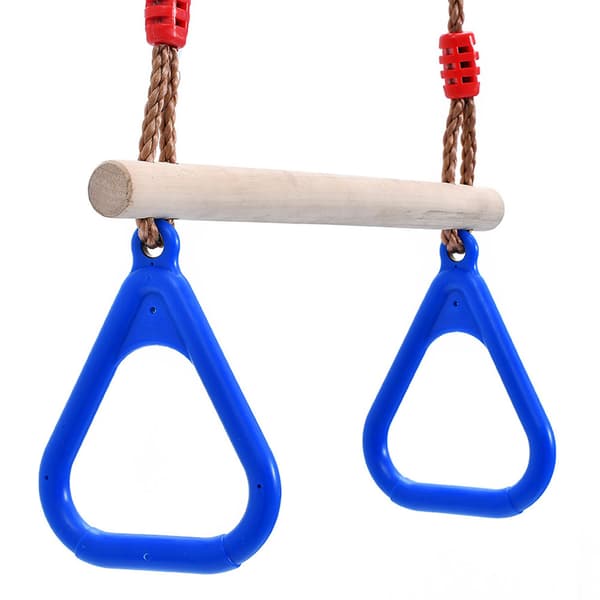 Trä trapetsstång med ringar för vuxna och barn - Gul