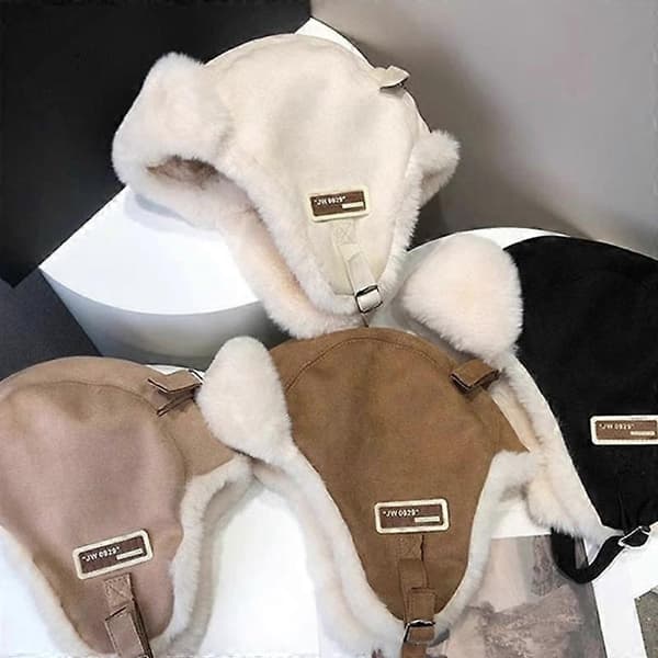 Ushanka-hat til kvinder med øreklapper, velegnet til piger; beskytter ørerne, giver vindtæt varme, a