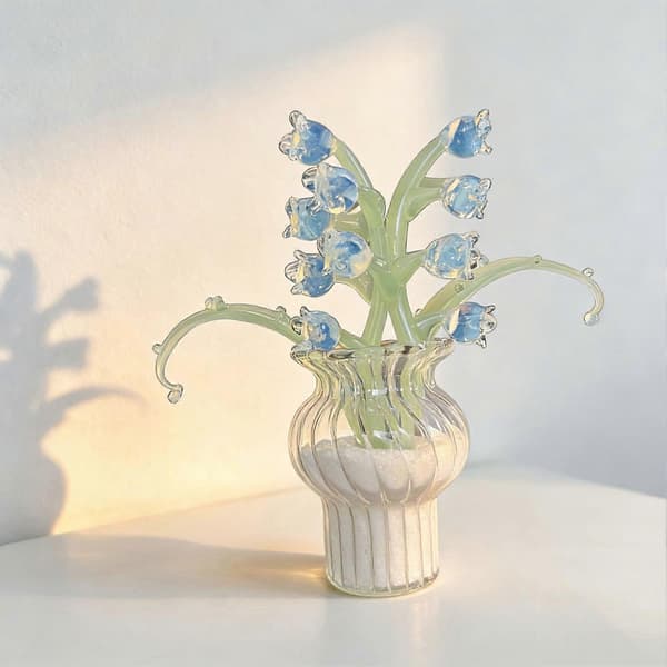 Miniglasblomster - fødselsdagsgave - med vase