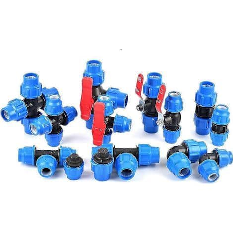 PVC/PE vanningsventilbeslag 20/25/32/40/50 mm for hagevanningssystem [DB] 40 mm kryss