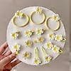 Set om 2/5: Söta gula plumeria hårklämmor, rosa körsbärsblom baby sidoklämmor och högelastiska