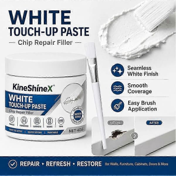 Hvid touch-up pasta til reparation af skår - 40g