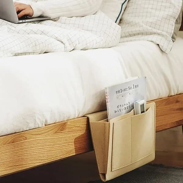 Bedside Caddy, Felt Storage for Bed, Magazine Hanging Bags, Books, Phone, Tablet, iPad, Cables, Remotes, and Glasses Frames.