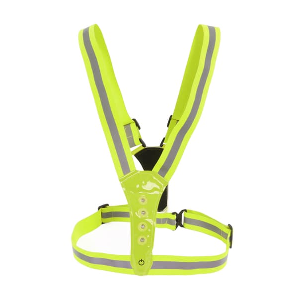 Refleksvest med LED, 3 lystilstande, 360° beskyttelse til løb og cykling, gul