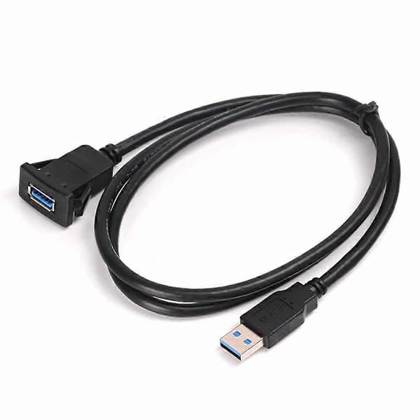 USB 3.0 infälld panelförlängningskabel med låsklämma - 1-meters instrumentbrädsmontering, lämplig för bilar, lastbilar, båtar och motorcyklar.