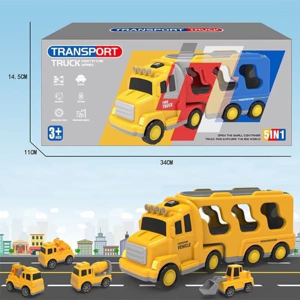 Lett musikk transport lastebil treghet ingeniør lastebil container tralle gutt barn leker klar... Yellow
