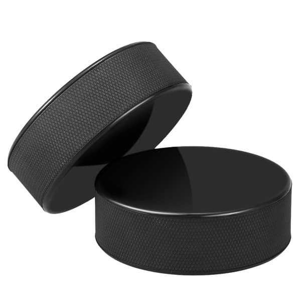 2-pack ishockeypuckar - vulkaniserat gummi, 3\" diameter, 163g - precisa skott och passningar