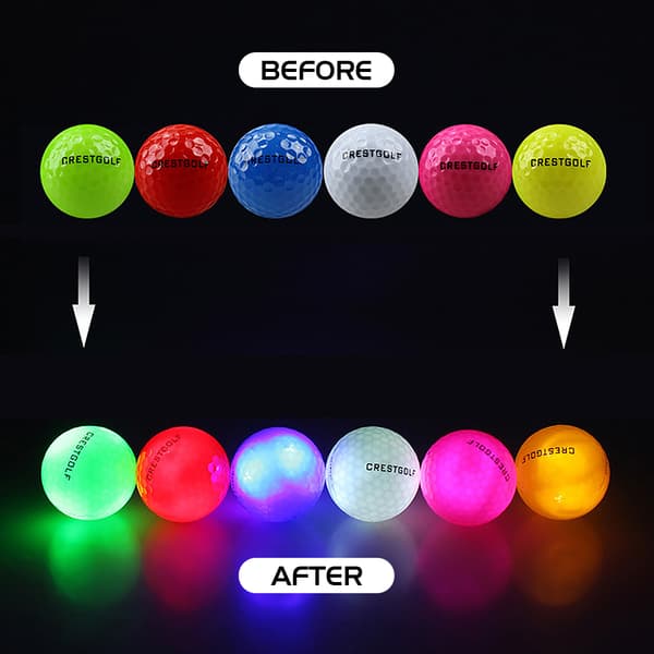 6 selvlysende LED-golfbolde med blinkende lys til golf om dagen og natten