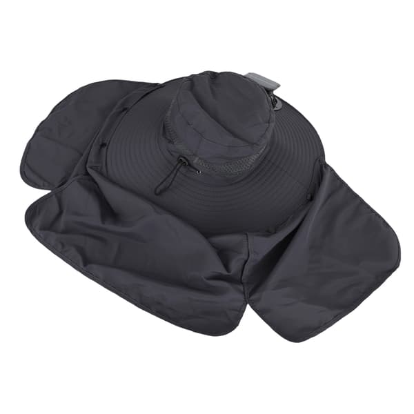 Solhat med ventilator, 3 hastigheder, bred skygge, UPF50, mørkegrå fiskehat
