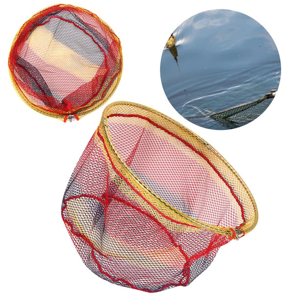 Bærbart flydende fiskenet til fiskeri med rustfrit stål og farverigt non-stick net