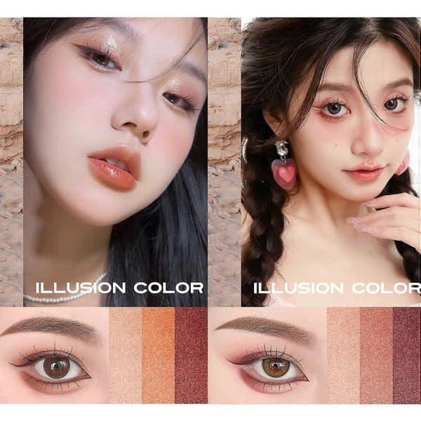 4-pack 3-färgad matt gradient glitter ögonskuggsstift krämig skimmer ögonskugga | Trefärgad blandbar