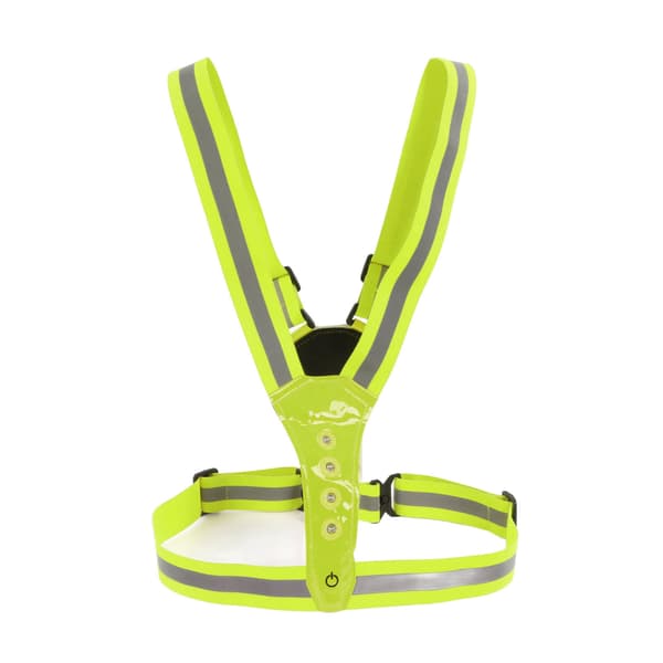 Refleksvest med LED, 3 lystilstande, 360° beskyttelse til løb og cykling, gul