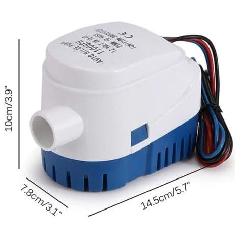 12V 1100gph Automatisk Dränkbar Pump - Högt Flöde för Snabb Dränering - Helt Dränkbar - Tyst och Kompakt