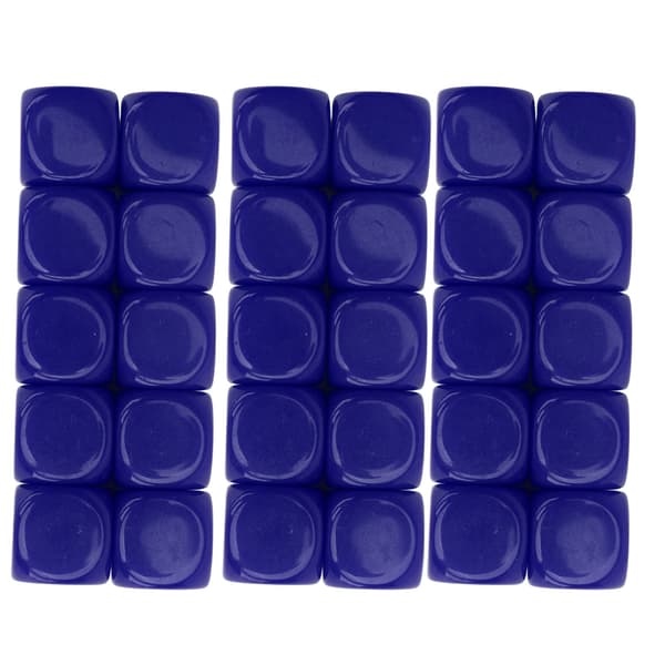 30 STK Sæt med 6-sidede runde blanke terninger i plastik 16MM til spil, fester, gør-det-selv, matematikundervisning, blå
