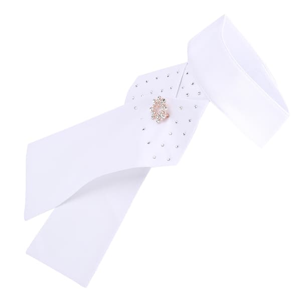 Ferdigknyttet rideslips med bomullsbroche for voksne, ridetilbehør for hester, 32x20,5 cm, hvit