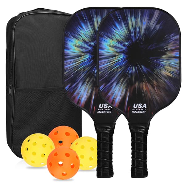 Pickleballracketset i glasfiber med 2 racketar och 4 bollar - Sporttillbehör