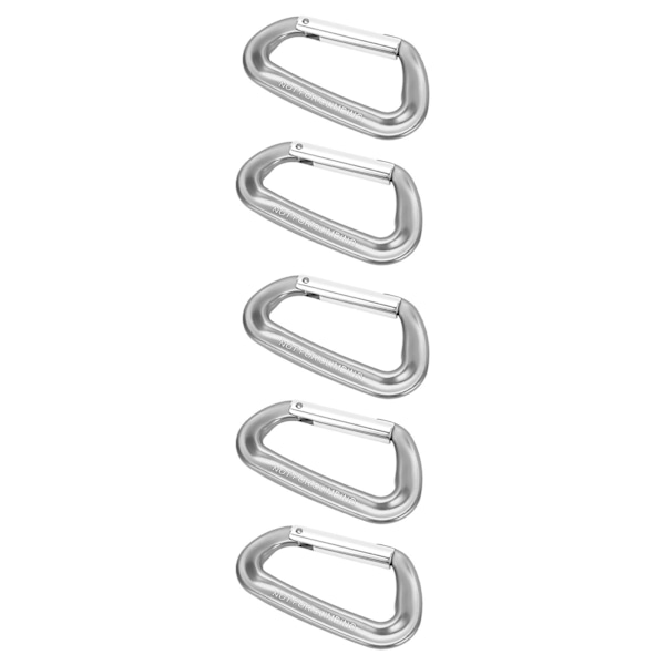5 st D-ring klätterkarbinhakar 12KN aluminiumlegering A7075 för camping, vandring, utomhus, grå