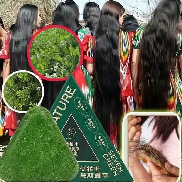 3 kpl Nature Triangle -shampoopalaa, Nature Seven Green Soap -shampoo, luonnollinen Usman Grass -shampoopalaa...