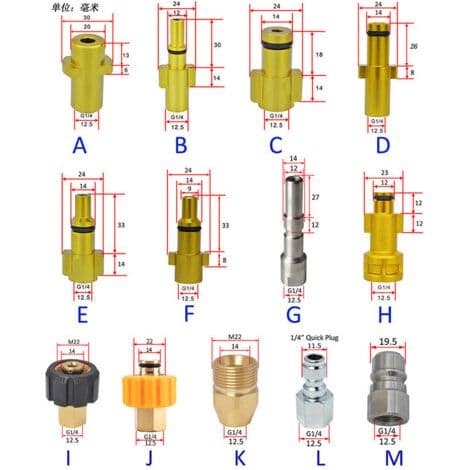 Dedikeret højtryksrenseradapter. Kompatibel med Kärcher, Parkside, Nilfisk, Bosch, Black & Decker, Lavor, Alto, quick-lock tilbehør - D