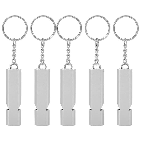 5 st visselpipa i aluminiumlegering med dubbla rör för utomhusnödsituationer (silver)