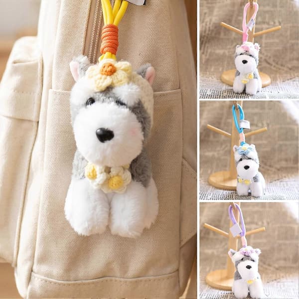 Mjuk Schnauzer väskberlock, lätt plyschaccessoar