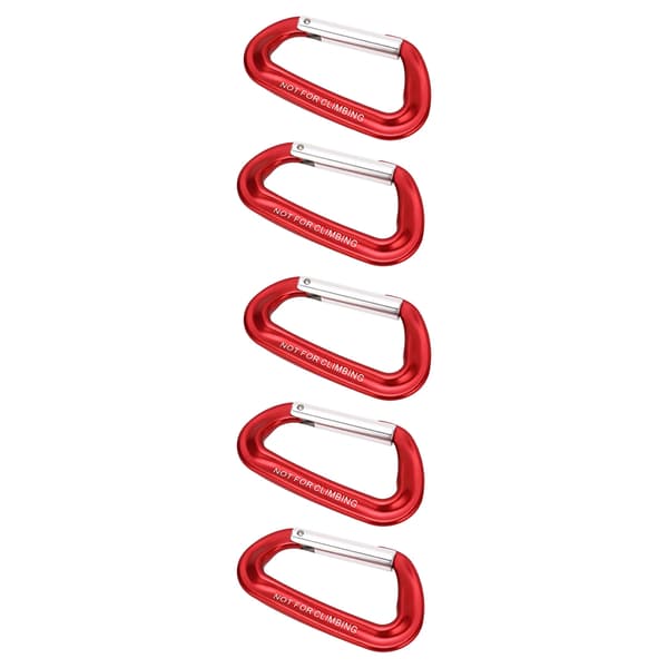 5 st karbinhakar i aluminiumlegering 12KN 2697 Lbs D-ring för camping, vandring, utomhus - röd