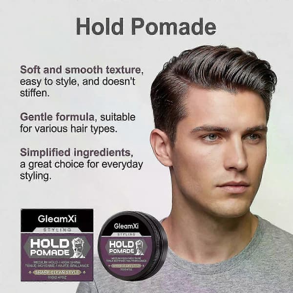 Middels hold, naturlig stil, enkel å style, stylingvoks, glansfull effekt