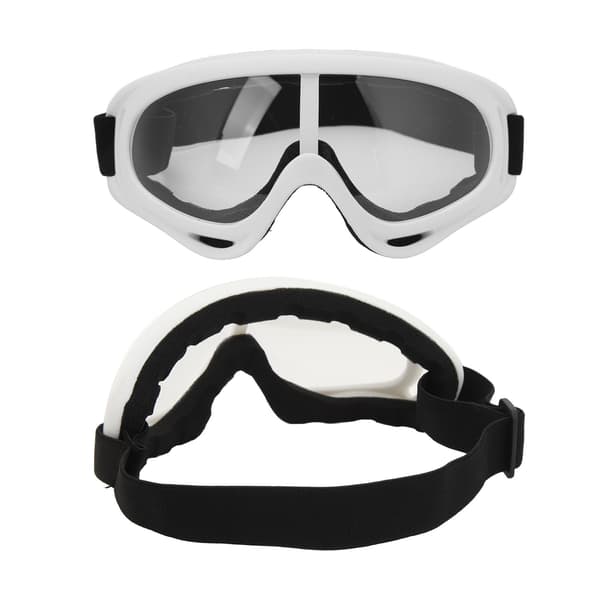 PC skibriller med klare linser, UV-beskyttelse, justerbart hodebånd, snowboard, hvit
