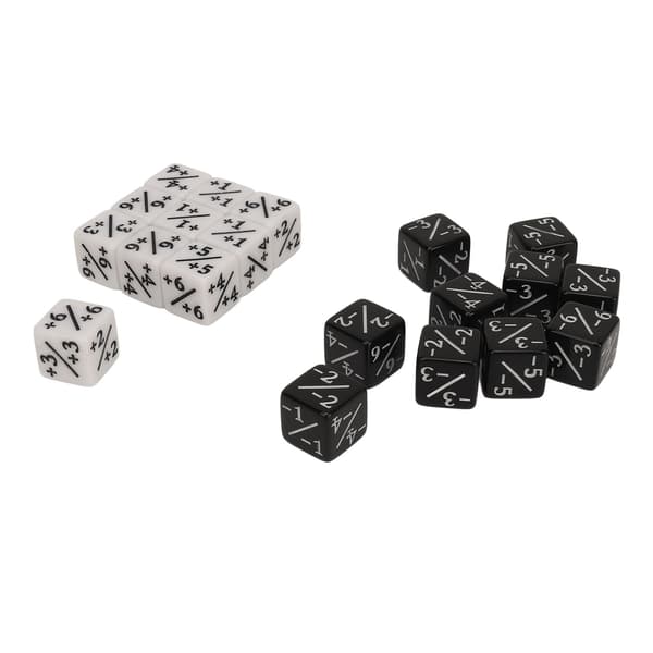 20 terninger tellere 15,3 mm positive negative for brettspill og matematikk