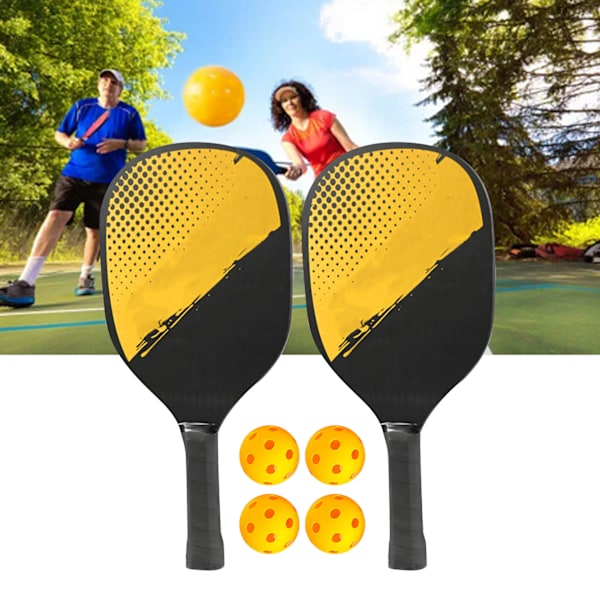 2-Pickleball Paddle Sæt med Bolde og Opbevaringstaske - Gul