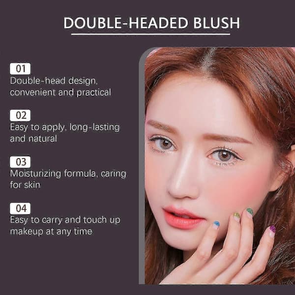 Dobbeltendet blush-stick - multifunktionel makeup indeholdende hyaluronsyre