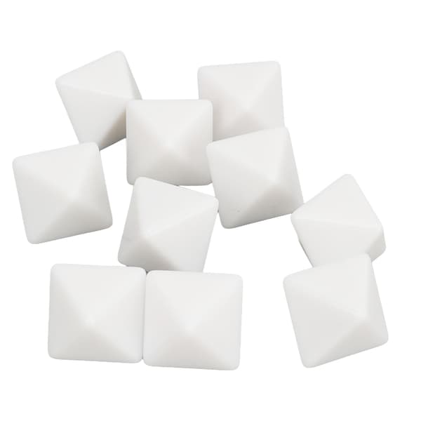 20 STK Sett med 8-sidige hvite blanke plastterninger for DIY brettspill og utdanning