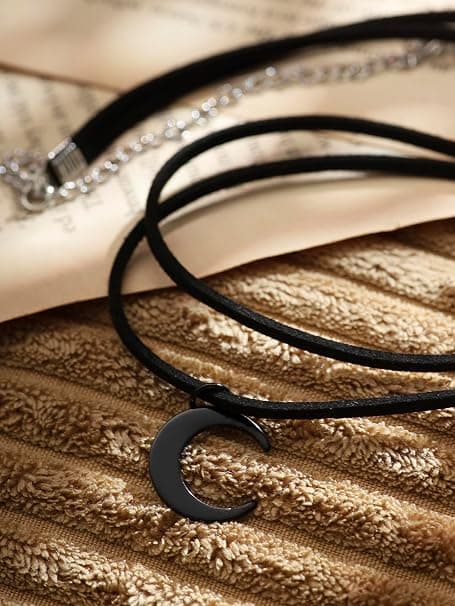 Gotisk Boho Lagdelt Vedhæng Choker Halskæde, Fin Sort Choker, Boho Gotisk Halskæde, Goth Vint.