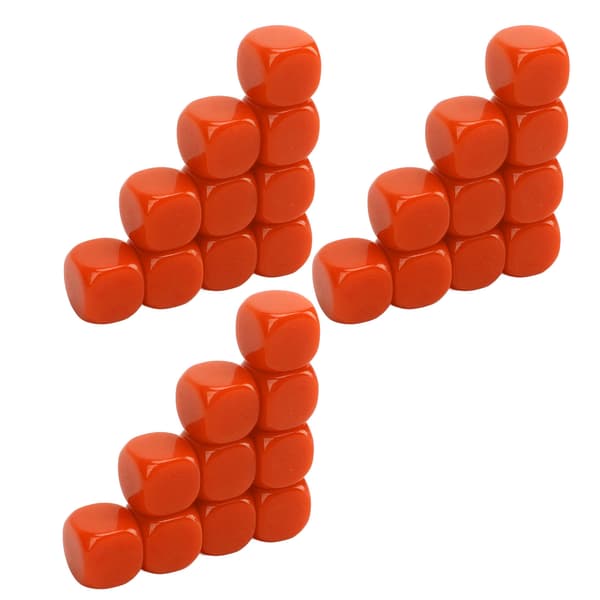 Sett med 30 blanke runde 6-sidede terninger i plast 16MM for spill, fester, DIY, mattelæring, oransje