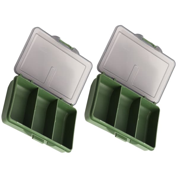 2 stk. Mini Fiskemaddingboks med 3 rum, opbevaring til karpefisketilbehør, PP-plast