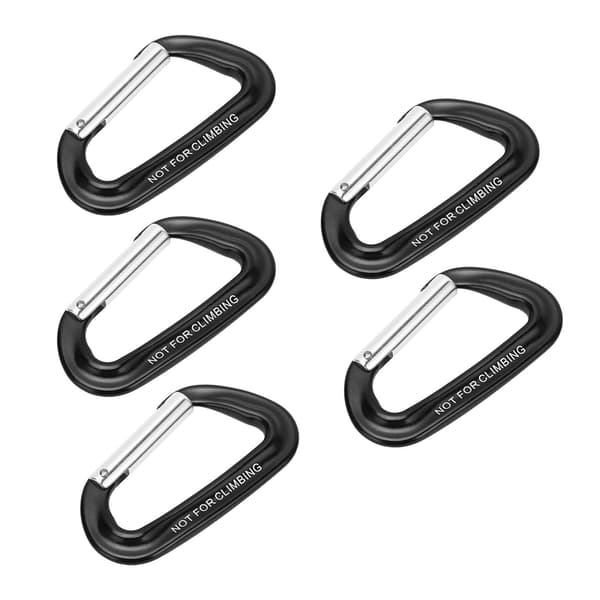 5 st klätterkarbinhakar i aluminiumlegering 12KN D-ringklämma för camping, vandring, utomhus - svart