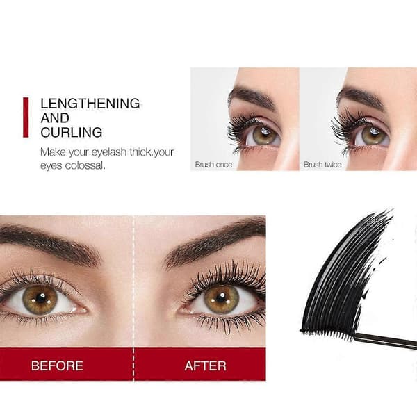 Sort mascara, 3D mascara med silkefibre, volumengivende mascara, vandfast.