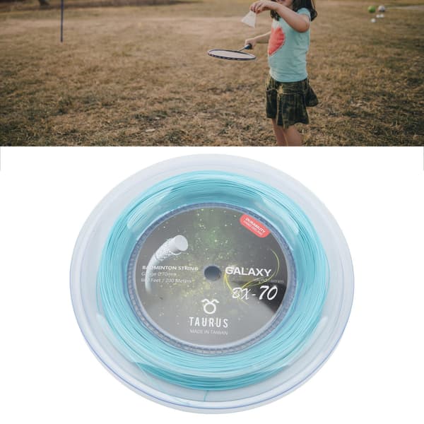POWERTI BX70 Nylon Badmintonstreng, Høj Elasticitet, 0,7 mm, 200 m, Himmelblå
