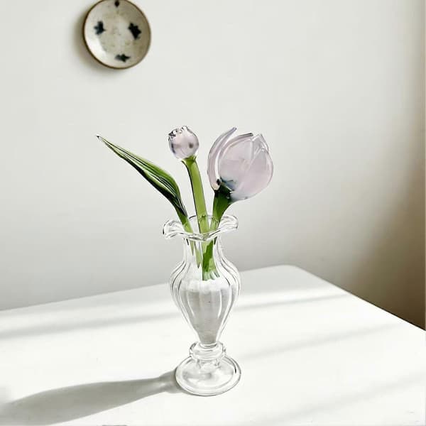 Miniglasblomster - fødselsdagsgave - med vase