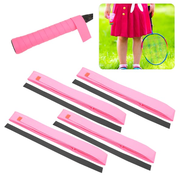 4-delad PU-racketgrepptejp, svettabsorberande, halkfri, hög vidhäftning, rosa