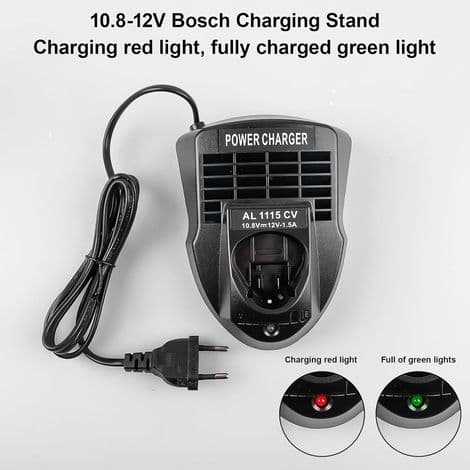 Stykkeoplader til Bosch 10.8V-12V AL1115CV Lithium Batterioplader, Hurtigoplader til Bosch, EU-stik