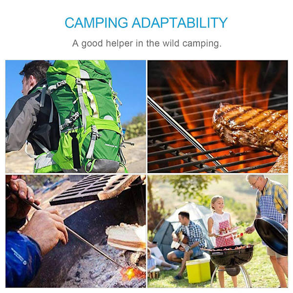 Sammenleggbart blåserør i rustfritt stål for bål, bærbart for camping, piknik og fotturer