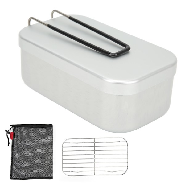 Ånghyllset för matlåda med fällbart handtag, aluminiumlegering, för camping och picknick