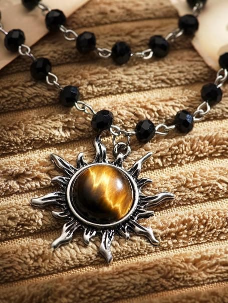 Gotisk lagdelt vedhæng choker, sort choker, sort PU læder choker krave, kostume smykker